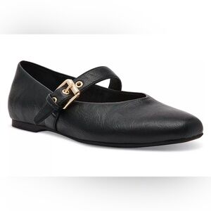 DV by Dolce Vita Mulaney Mary Jane Black Flats with Gold Buckle NWT